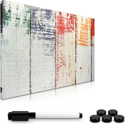 Produktbild von Navaris Magnettafel Magnetpinnwand Memoboard zum Beschriften - 60x40 cm Notiztafel div. Designs - Tafel abwaschbar mit Halterung Magneten Stift