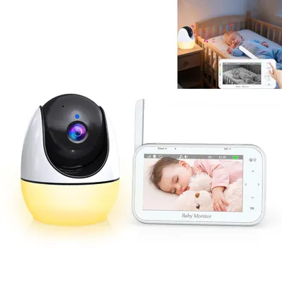 Produktbild von 4.3zoll Babyphone mit Kamera Baby Monitor 720P HD Zoom 2000mAh Akku 8 Schlafliedermit VOX Modus Nachtsicht,Mobilfunkverbindung