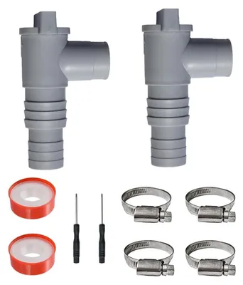 Productafbeelding van Zwembadslangadapter 32 mm, afsluitkraan, set van 2 met 4 slangklemmen