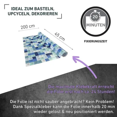 Produktbild von Venilia Selbstklebefolie Ziegelstein-Optik blau-grün glänzend abwischbar 45x200cm