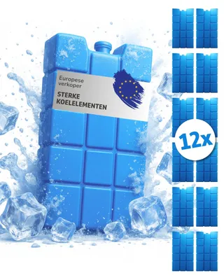 Imagen del producto de Juego de 12 acumuladores de frío, 200 ml, color azul, delgados, para neveras portátiles y bolsas térmicas
