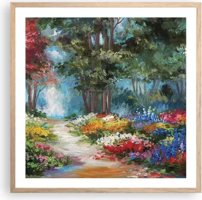 Produktbild von Gerahmtes Poster - Rahmen in heller Eiche - Impressionismus Natur Wald - 60x60 cm - Wand Bild - Wanddeko - Wandbilder - Wandposter - Bilderrahmen - Bilder - Kunstdruck - Wandbild - P2NAC60x60-4271