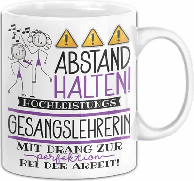 Produktbild von Gesangslehrerin Tasse Geschenk Lustig Abstand Halten Hochleistungs-Gesangslehrerin Mit Drang Zur Perfektion Bei Der Arbeit (Weiß)