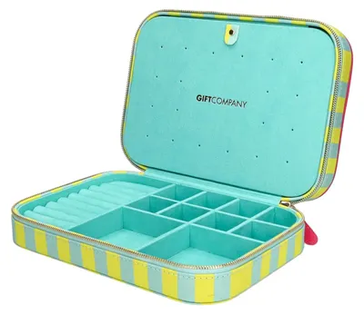 Produktbild von Gift Company Treasure Schmucketui M gestreift hellgrün/türkis 24cm