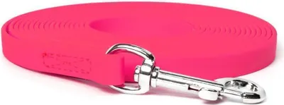 Produktbild von Mystique® Biothane Schleppleine 16mm vernäht mit HS Standard Karabiner beta neon pink 6m