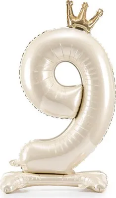 Produktbild von Folien-Standballon Zahl „9“, 84 cm, hellcreme