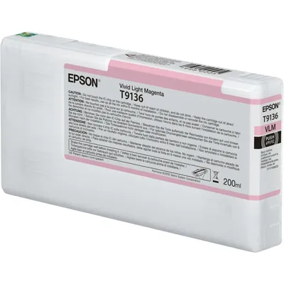 Produktbild von Epson T9136 Vivid Light Magenta Ink Cartridge (200ml), Standardertrag, Magenta, Tinte auf Pigmentbasis, 200 ml, 1 Stück(e), Einzelpackung