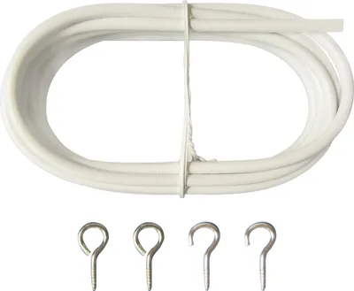 Produktbild von 10FT Gardinendraht mit 4 Haken DIY Gardinenstange Bild Aufhaengedraht Draht Aufhaengeschnur