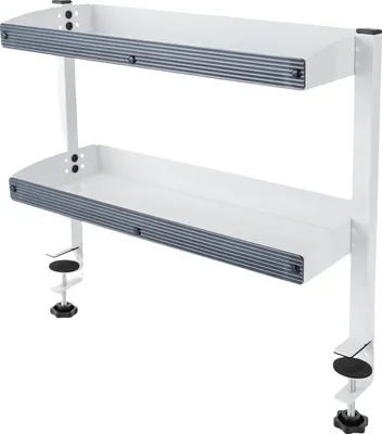 Image de Étagère à pince pour bureau, organiseur de rangement à 2 niveaux, pince réglable, BLANC