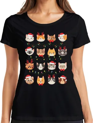 Produktbild von Katzen Weihnachten Festtage - Weihnachtsgeschenk Christmas Damen T-Shirt, Schwarz, S
