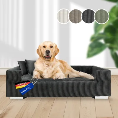 Produktbild von Hundesofa Gepolstert Cord Dunkelgrau