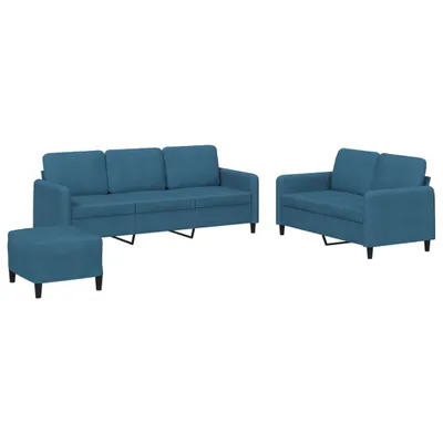 Immagine prodotto di Set di Divani 3 pz Blu in Velluto