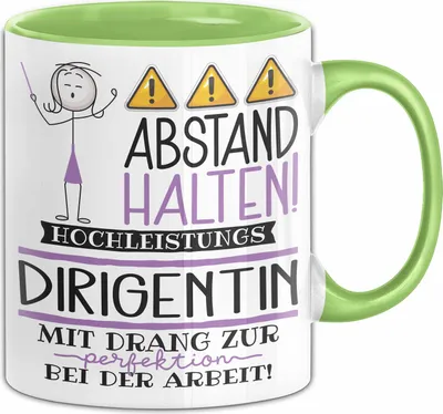 Produktbild von Dirigentin Tasse Geschenk Lustig Abstand Halten Hochleistungs-Dirigentin Mit Drang Zur Perfektion Bei Der Arbeit (Grün)