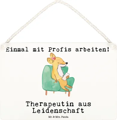 Produktbild von Mr. & Mrs. Panda Schild Therapeutin Leidenschaft DIN A6 - Weiß - Geschenk, Holzschild, Türschild, Wandbild Holz, holzbild, kleine aufmerksamkeit