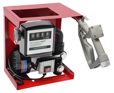Produktbild von Diesel-Transferpumpe - Elektrische Kraftstoffpumpe - 550 W - 2800 U/min - 60 l/min Förderleistung - Selbstansaugend - Durchflussmesser - Rot