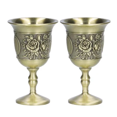 Obrázek produktu pro 2 kusy sklenice na víno Vynikající chryzantéma vzor Vintage Dish styl kovový hrnek pro bar nápojů dárek
