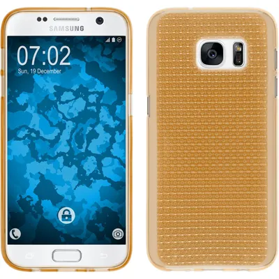 Produktbild von PhoneNatic Case kompatibel mit Samsung Galaxy S7 - gold Silikon Hülle Iced + 2 Schutzfolien