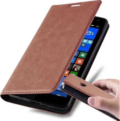 Produktbild von Cadorabo Hülle für Nokia Lumia 535 Schutz Hülle in Braun Handyhülle Etui Case Cover Magnetverschluss