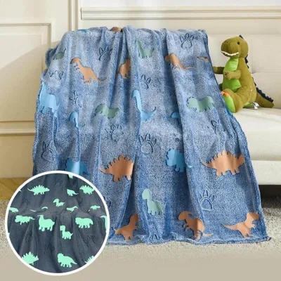 Obrázok produktu pre Mikrofleecová deka svietiaca v tme 100 x 160 cm Dinosaurus