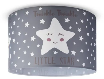 Produktbild von Deckenlampe Kinderzimmer Pendelleuchte Baby Lampenschirm Stoff Rund Sterne