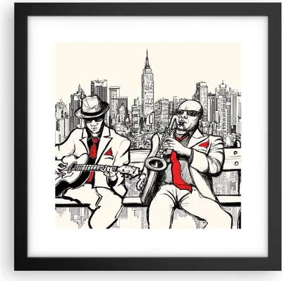 Produktbild von Gerahmtes Poster - Schwarzer Rahmen - Jazz Musik Musiker - 30x30 cm - Wand Bild - Wanddeko - Wandbilder - Kunstposter - Wandposter - Bilderrahmen - Bilder - Kunstdruck - Wandbild - P2BAC30x30-3599