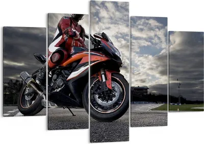 Produktbild von Bild auf Leinwand - Leinwandbild - Sport Rennen Motorrad Reise - 150x100cm - Wand Bild - Wanddeko - Leinwanddruck - Bilder - Kunstdruck - Wanddekoration - Leinwand bilder - Wandkunst - EA150x100-2542