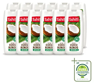 Immagine prodotto di 12 flaconi di bagnoschiuma Tahiti con cocco biologico - Vegano - 300 ml - Confezione grande - 12 pezzi