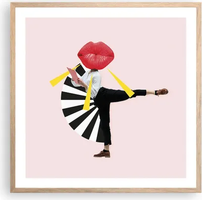 Produktbild von Gerahmtes Poster - Rahmen in heller Eiche - Grafik Mund Mann - 60x60 cm - Wand Bild - Wanddeko - Wandbilder - Kunstposter - Wandposter - Bilderrahmen - Bilder - Kunstdruck - P2NAC60x60-4559