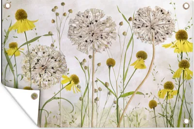 Produktbild von MuchoWow® 120x80 cm Outdoor-Poster Gartendeko Sichtschutz Garten Poster für den Garten  Blumen - Stillleben - Ölfarbe
