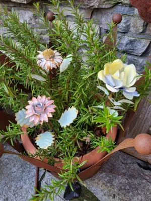 Image de Vintage fiche de pot 3 fleurs set Doris, pastel