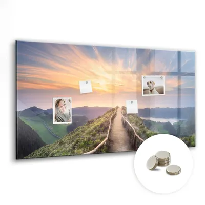 Produktbild von Dekorative Magnettafel 120x60 cm - Magnetwand - für Fotos, Karten und Notizen - Fotowand - Memoboard - Magnetpinnwand - Wanddekoration - Berglandschaft