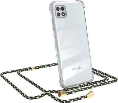 Produktbild von EAZY CASE Handykette kompatibel mit Samsung Galaxy A22 5G, Handyhülle mit Umhängeband, Handykordel, Schutzhülle Clear, Band in Grün