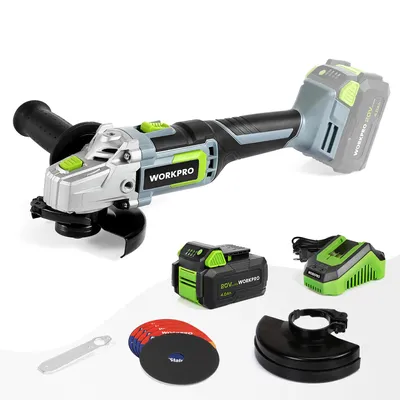 Zdjęcie produktu dla Szlifierka kątowa WORKPRO, akumulatorowa, 20 V, Ø125 mm, z akumulatorem 4,0 Ah