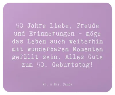 Produktbild von Mr. & Mrs. Panda Mousepad Spruch 90. Geburtstag - Lavendeltraum - Geschenk, mousematte, Mauspad, Mouse Pad, Alter, computer, 90 Jahre, Erinnerungen, Happy Birthday, pc