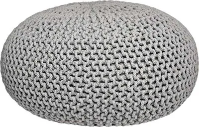Produktbild von LABEL51 Pouf Gestrickt Baumwolle L Hellgrau
