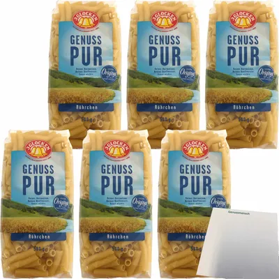 Produktbild von 3 Glocken Nudeln Genuss Pur Röhrchen 6er Pack (6x500g Packung) + usy Block