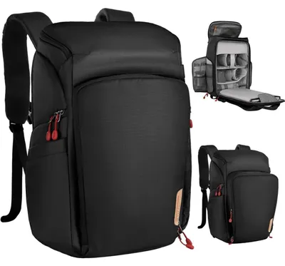 Produktbild von Kamerarucksack mit 16 Zoll Laptopfach, 25L, Schwarz+Rot