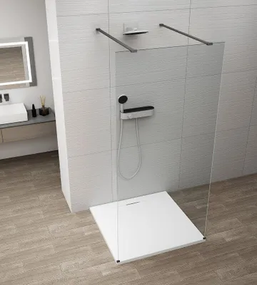 Imagen del producto de Panel de vidrio para ducha Polysan ESCA BLACK MATT, independiente, vidrio transparente, 1500 mm