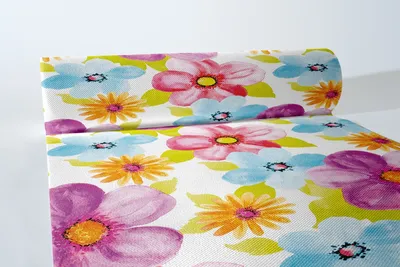 Produktbild von Airlaid Tischläufer Luana, 40 cm x 24 m , 1 Stück - Mank - Floral Aquarell