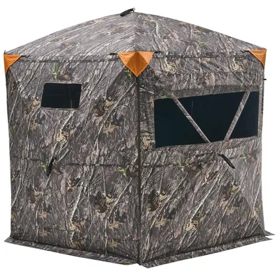 Image de Tente de chasse VEVOR Cachette de chasse pour 6-7 personnes, panneaux de sol avec sac de transport, panneau de chasse robuste avec porte et fenêtre à fermeture éclair silencieuse, abri de chasse pour moutons, cerfs, lapins