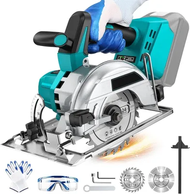 Obrázok produktu pre Akumulátorová ručná kotúčová píla – bezuhlíkový motor – kotúč s priemerom 12,5 cm – 2 akumulátory – 18 V – nastaviteľný rezný uhol – pre spracovanie dreva