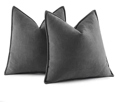 Productafbeelding van Set van 2 kussenhoezen, 40x40 cm, donkergrijs chenille, geschikt voor sofa-kussens, decoratieve kussens.