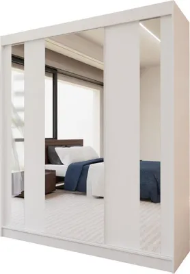 Image de BEAUTYSOFA Armoire à portes coulissantes GAJA 180cm - moderne Armoire 3 portes avec miroir (Blanc)