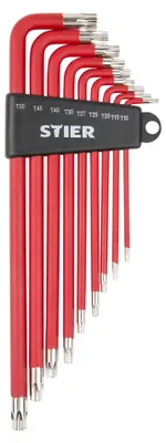 Produktbild von STIER Winkelschraubendreher-Satz Torx, 9-teilig, mit allen gängigen größen von TX 10 - 50, Winkelschlüsselsatz