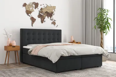 Produktbild von FurMeb24 Boxspringbett CARLO - 180 x 200 cm - mit Matratze - Graphit 97