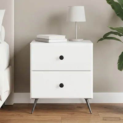 Imagen del producto de vidaXL Mesita de noche, blanco brillante, 43 x 34,5 x 47,5 cm, material de madera