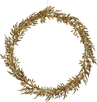 Immagine prodotto di Ghirlanda decorativa a LED Elegante ghirlanda di foglie dorate Batterie + timer Ø 44 cm
