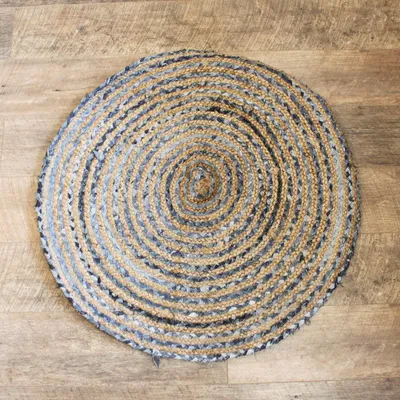 Imagen del producto de Alfombra Redonda de Yute y Reciclaje de Mezclilla - 90 cm