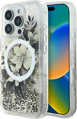 Zdjęcie produktu dla Guess Guhmp16Llfmwte Iphone 16 Pro6.3 Beżowy/Beige Hardcase Liquid Glitter Flower Magsafe