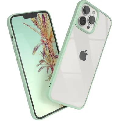 Produktbild von EAZY CASE Clear Hybrid Bumper Hülle für Apple iPhone 13 Pro Max, Handyhülle stoßfest mit Kameraschutz, Handycase dünn in Grün